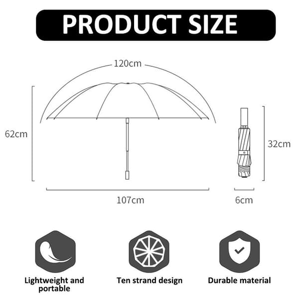 Trefoldbar vinylparasoll, rosa KLB