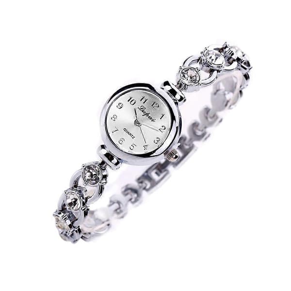 Het mode luksuriøse kvinder ure kvinder armbånd armbåndsur (Sølv)