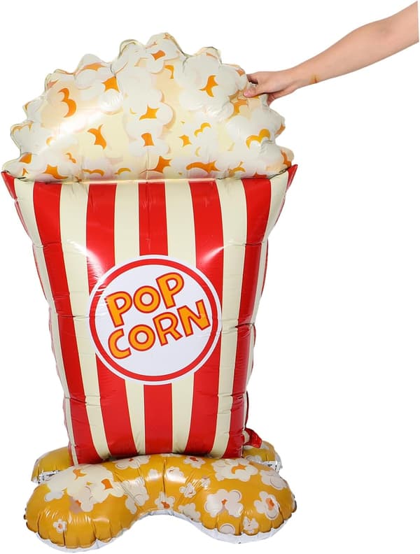 temafest Popcorn Balloner 113x65cm aluminiumsfolie, stående 3d-design -