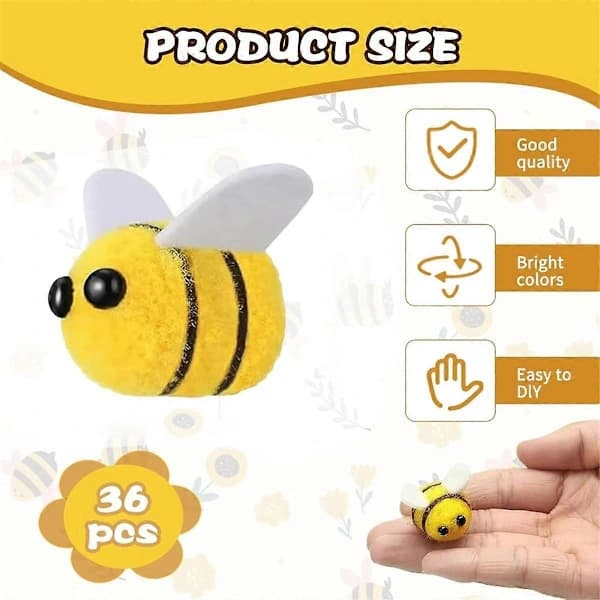 50 stk Bie Pompom Hårball Polyester Barn Hodeplagg Bryllupsfigurer DIY Håndlaget Materiale Hatt Cl Som Vist