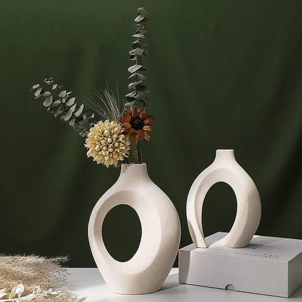 Ceramic Vase, Designer Vase, White Flower Vase, Modern Table Vase