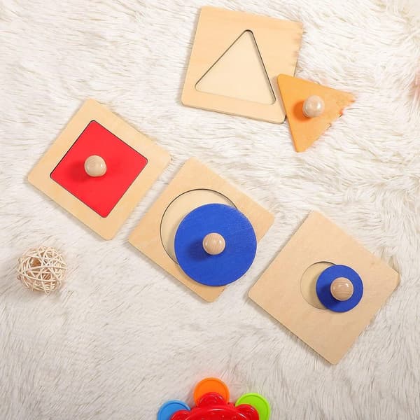 Geometrisk puslespilbræt Montessori Flere former Pusleknap KLB