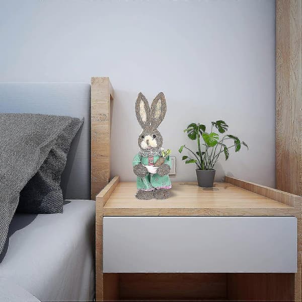 Artificial Straw Easter Bunny for Easter Decoration, Garden Festival, Home Decor