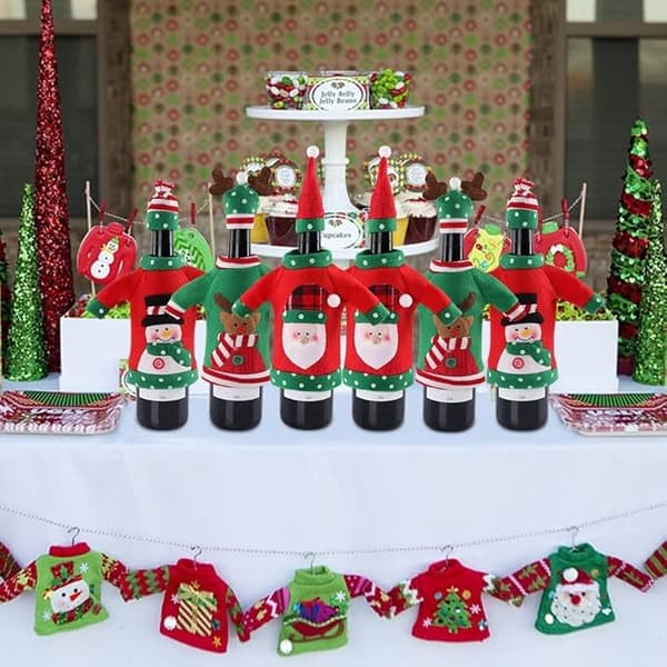 3 varma julvinflaskkorkar, broderade tecknade julmotiv