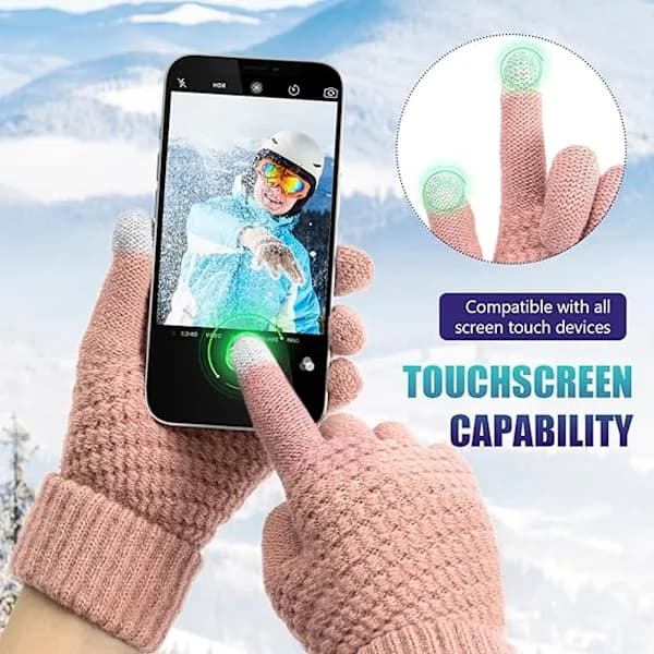 Vinterhandsker til mænd 2-pak Sorte Varme Bløde med Touchscreen og Elastiske Manchetter Kompatible med Kolde Vejrforhold