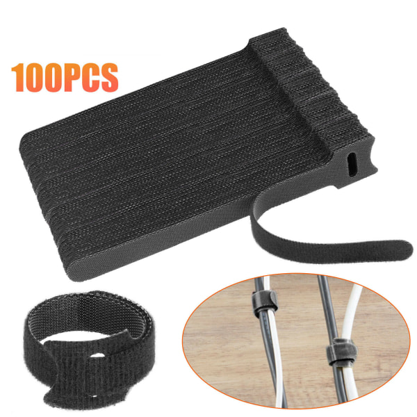 100 Pcs Reusable Cable Ties, Cable Straps, Black Scratch Cable