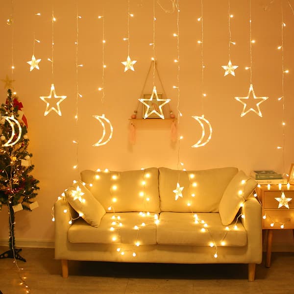 Stjerner Måne Fairy Lights, 2,5m LED Lyslenke Vanntett