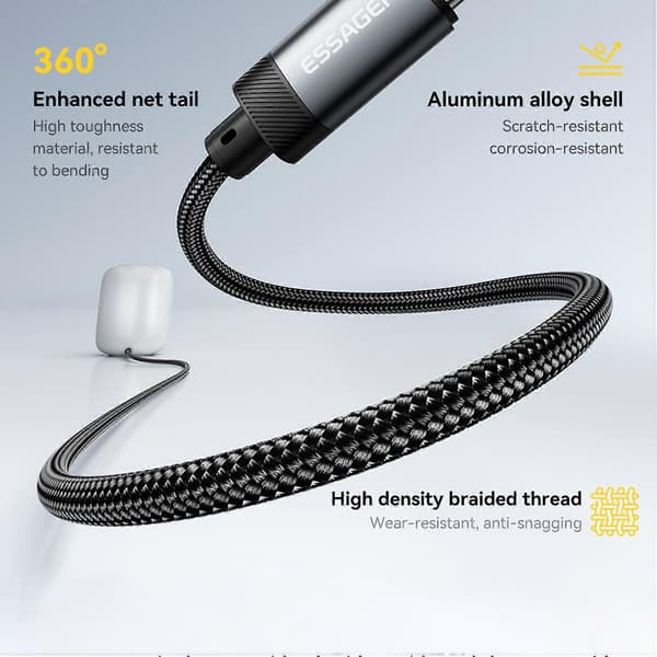 ESSAGER ES-YP22 USB-A Han til 3,5 mm Han Lydadapterkabel til Apple/Android Hovedtelefoner
