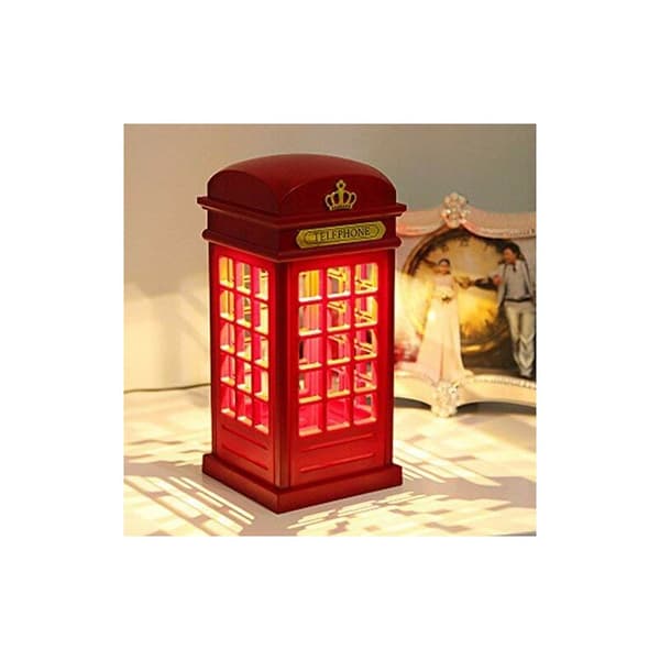 Retro London Telefonboks Lampe Natlampe Nøgle Sensor USB Oplader Sengebords LED Bordlamper