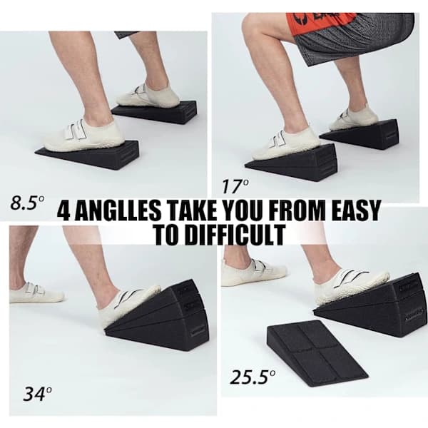 Squat Wedge Block, 3 dele 30 cm benstrækker, skumkilebræt til squats
