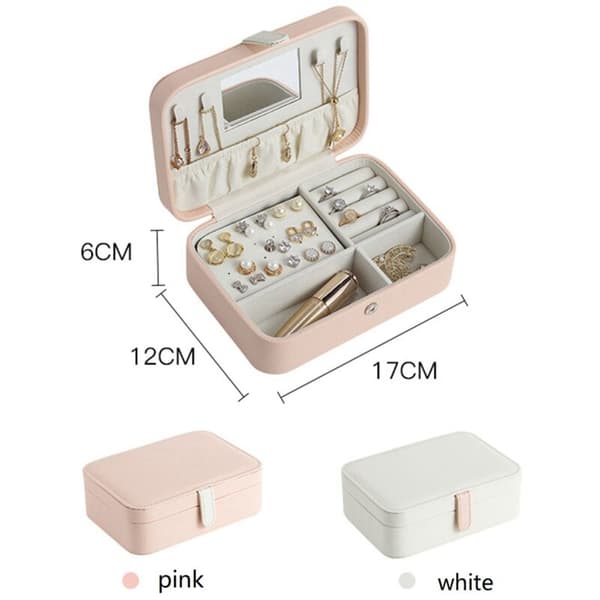 Small Portable PU Leather Travel Case Organizer Box Holder Storage Boxes with Earring Plate B