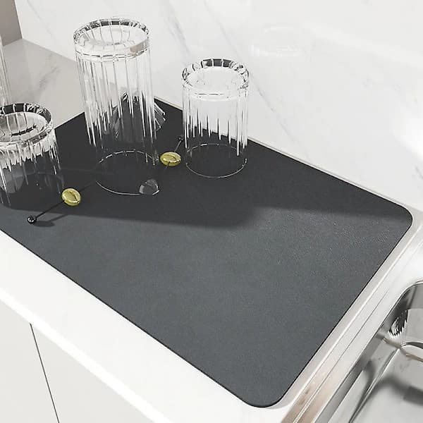 Drainage Mat, Super Absorbent Kitchen Drainage Mat, Quick Drying Sink Mat, Non-Slip Drainage Mat For Kitchen Countertop Dark Grey 50*60cm