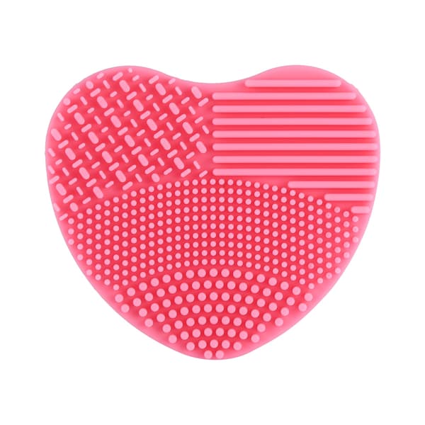 Makeupbørsterenser Silikone Hjerteformet Fingerhandske Makeupsvampbræt Vaskeskrubber (Pink)