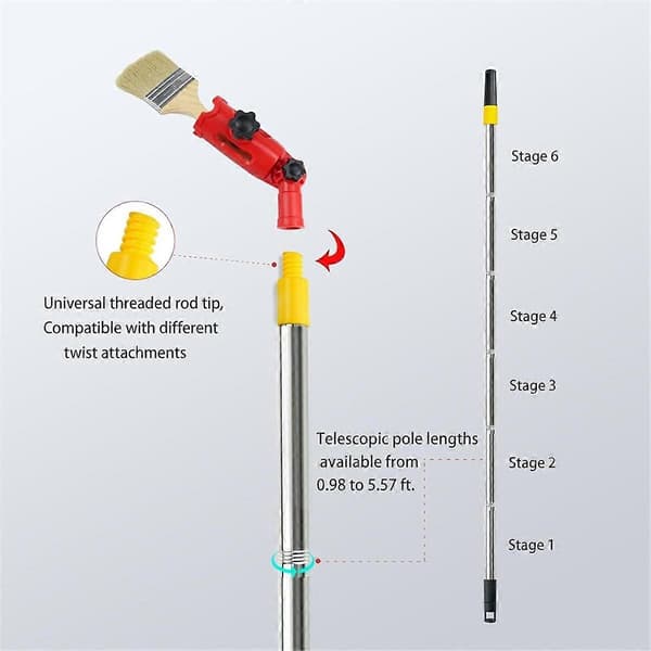 Multi-angle Paint Brush Extension Pole Kit Handheld Painting Tool Extender Attachment Suitable for Ceilings, Windows