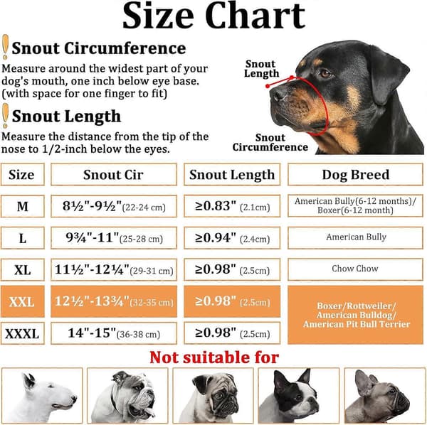 Pitbull Muzzle, Soft Muzzle for American Bully Bulldog Boxers Rottweilers, Anti-Bite Protection