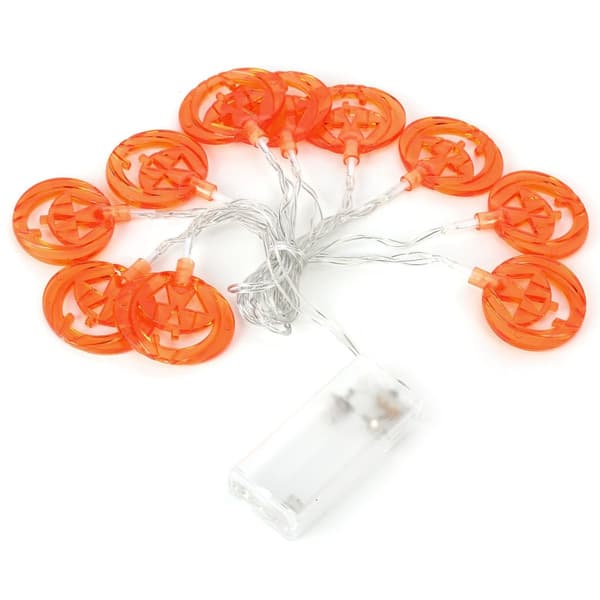 2m flad græskar lyskæde 10 LED dekorativ Halloween-lampe KLB