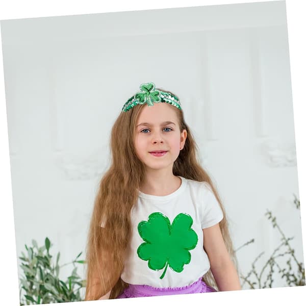 Kløverhårbånd til St. Patrick's Day, grønn, polyester PET -