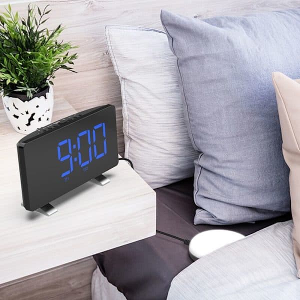 Loud Alarm Clock for Deep Sleepers, 7.4-inch Digital Clocks, Large Display, with Vibrating Bed Shaker, Blue
