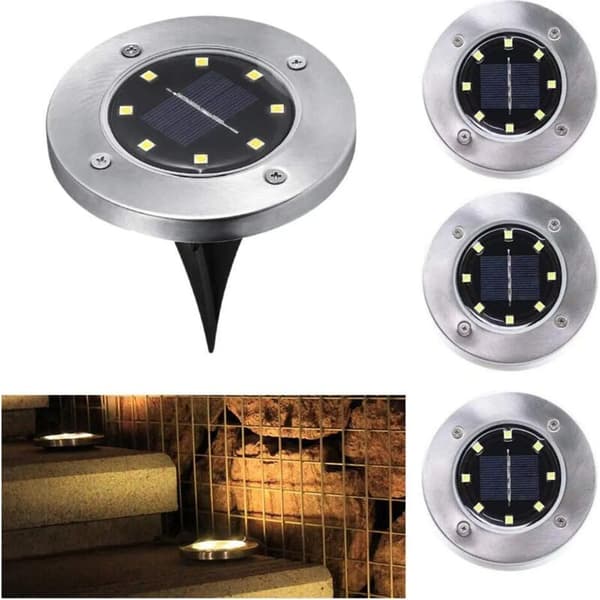 Varme hvide udendørs solcellelamper 8 LED udendørs havelamper udendørs vandtætte LED solcellelamper 4 stk.