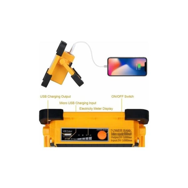 Oppladbar LED-hodelykt Bygglampe 50W Arbeid
