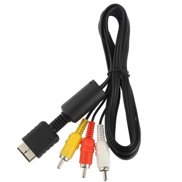 AV-kabel / Kompositkabel til PS3 & PS2 Sort Sort Svart