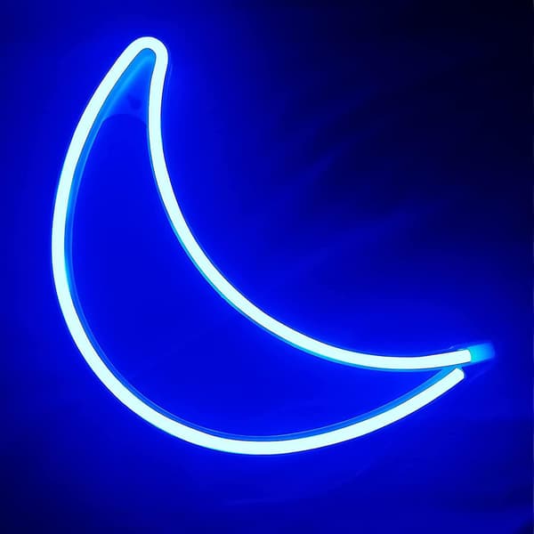 2023 - Warm White Moon Neon Sign Art Wall Decor USB Battery Powered Neon Sign Night Light