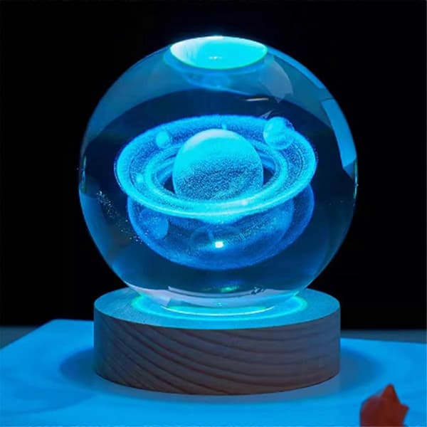 Valentine's Day Gift Galaxy Crystal Ball Lamp 3D Planet Moon Lamp USB LED Night Light, E