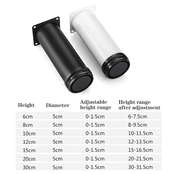Møbelhjul Fødder Ben SORT 30CM Sort 30cm
