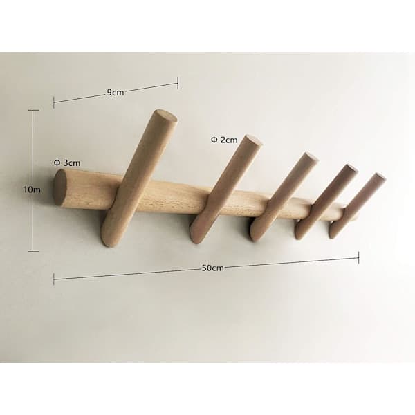 Branch Wall Mounted Wooden Coat Rack 5 Hooks Design Clothes Rack Wall