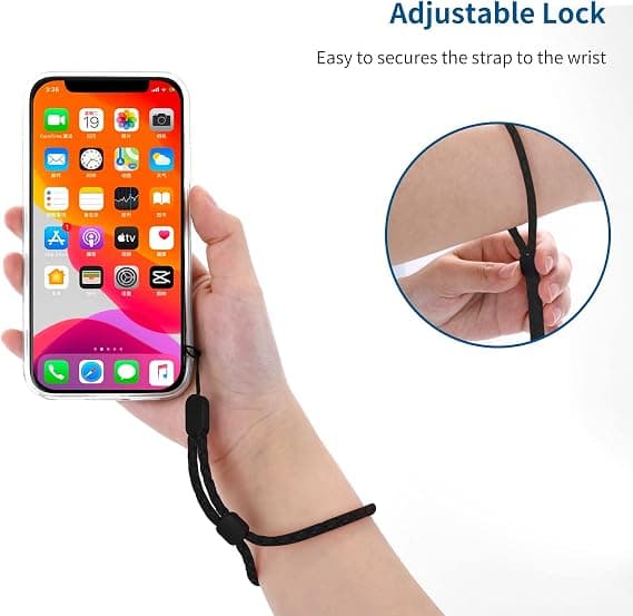6 Wrist Straps, Adjustable Nylon Wrist Straps, Mobile Phone Wrist Strap (Black)