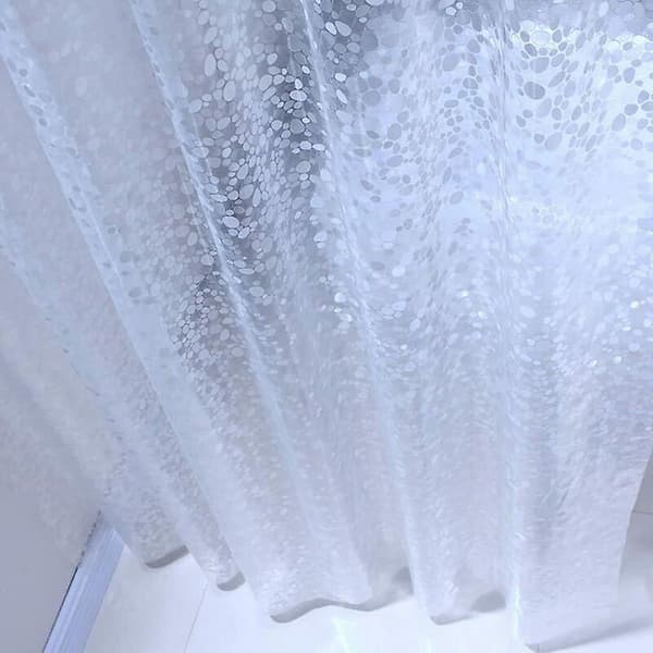 White Transparent Shower Curtain, Waterproof, 100% PEVA with Hooks, Fabric, Clear, 120x200cm