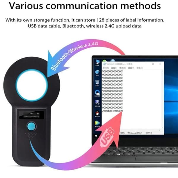 Pet Chip Reader, Chip Detector, RFID Chip Reader Scanner 134.2KHz/125KHz Portable Chip with OLED Display for ISO11784/11785/FDX-B/EMID Reader