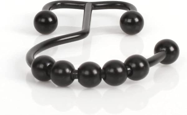 12-pack Dubbla Duschdraperi-Krokar (Matt Svart Dekorativ Finish)