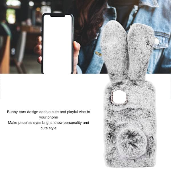 Cute Rabbit Ear Plush Case Soft Grey Rabbit Ear Case for iPhone 11