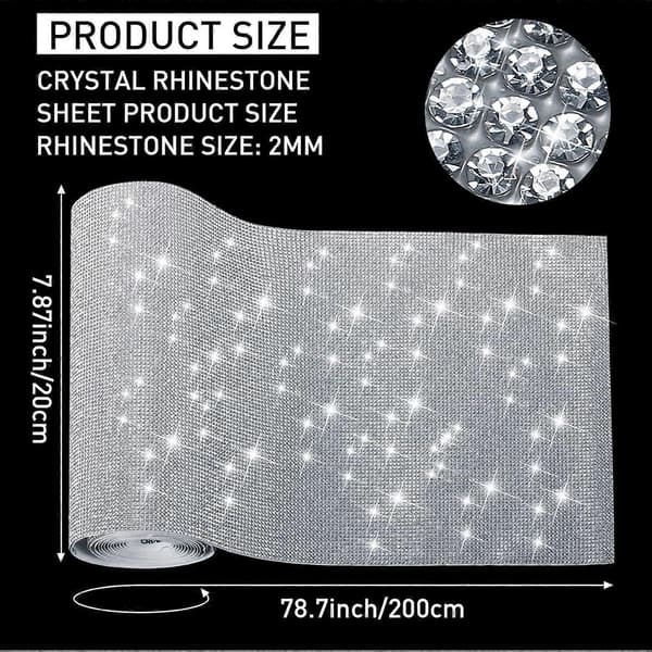 81000 biter 2 mm 78,7 x 7,87 tommer Bling-rhinestone-krystallark, selvklebende