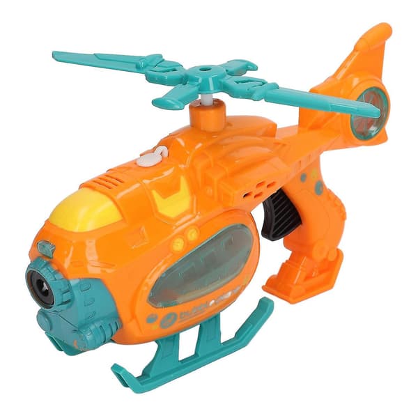 Bubble Blowing Toy Helicopter with Sound and Light, Battery Operated Automatic Bubble Maker, Orange [DB]