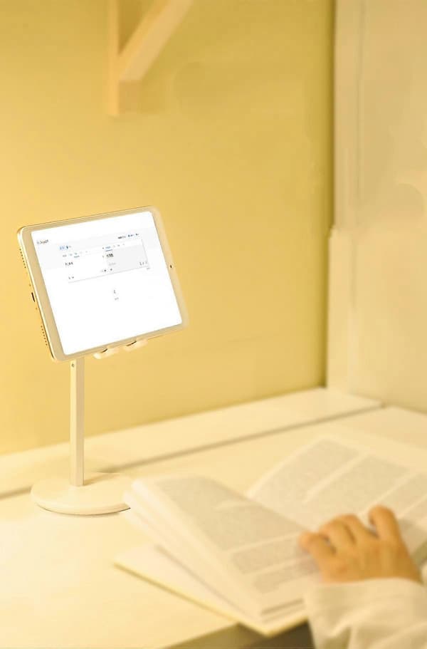 Højde- og vinkeljusterbart tabletstativ, skrivebordsstativ i øjenhøjde til tablets til hjemmekontoret (under 10 tommer)