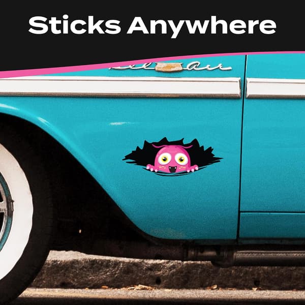 Bumper Decals - Peeking Monster Bumper Decals - Large Vinyl Stickers - Pink Monster
