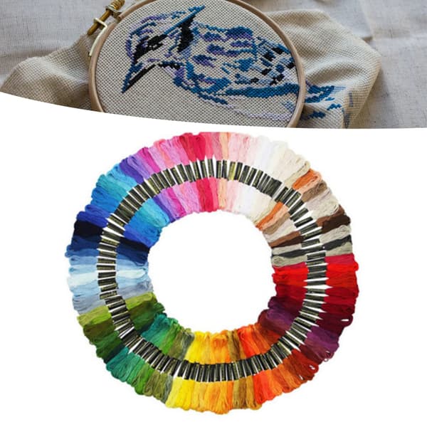 100 farver polyester bomuldsbroderitråd, blød farverig broderitråd til gør-det-selv-håndværk og armbånd