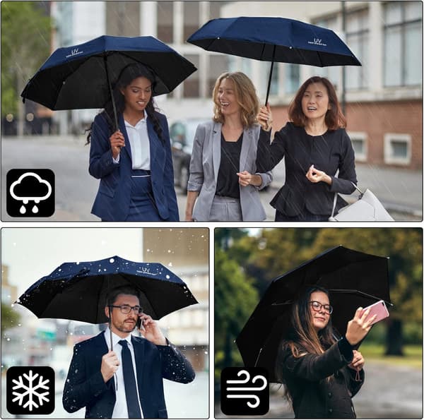 Umbrella, foldable umbrella automatic opening and closing, portable automatic folding umbrella, windproof folding umbrella Navy Blue Navy Blue