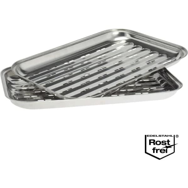 Grillbrett, grillpanne, rustfritt stål, ca. 35 x 25,5 cm
