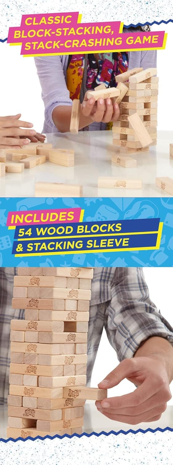 Klassisk Jenga-spil, stabelspil med træklodser