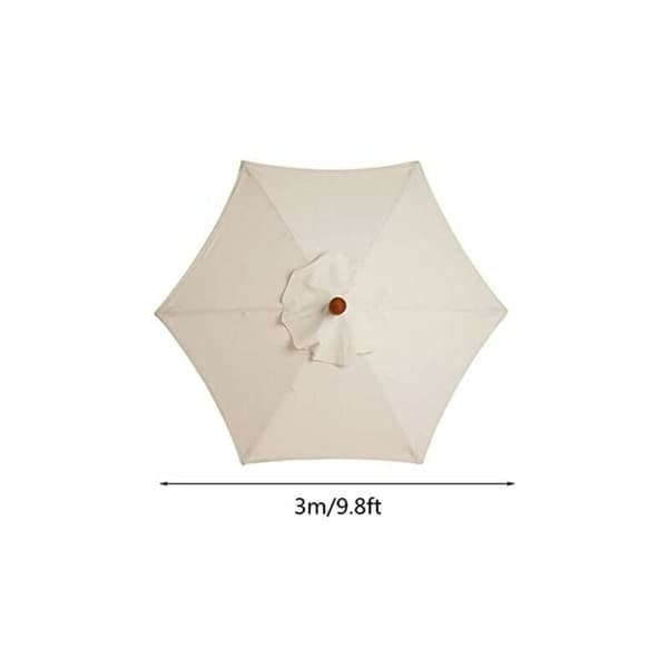 Replacement Cover for 6-Rib Parasol - 3 m - Waterproof - Anti-UV - White