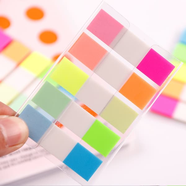 Sticky Bookmarks (75*50mm), 900 Pieces Self-Adhesive Colored Tabs