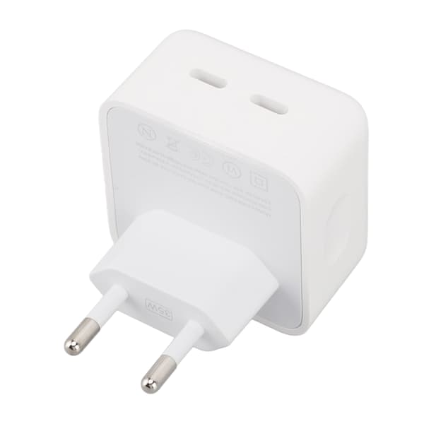 35W dobbel USB-C PD hurtiglader med kabel for iPhone og Android, EU-plugg 100-240V 0.2 0.2 0.2