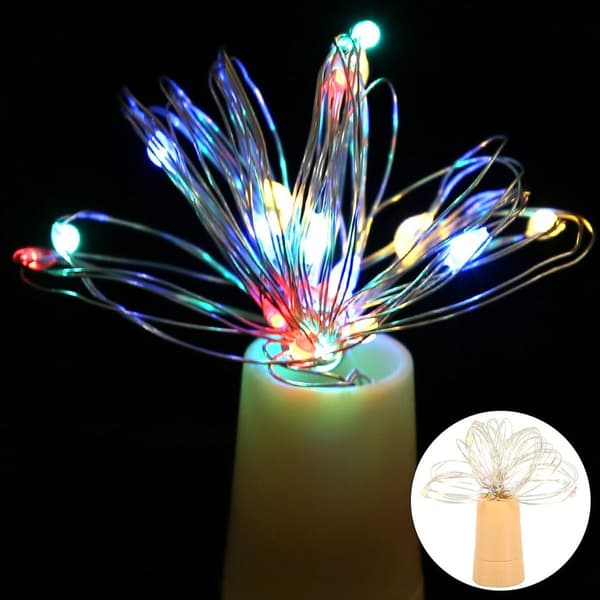 2 stk. korkformede lyslenker, fe-vinflaske LED-lampe batteri KLB