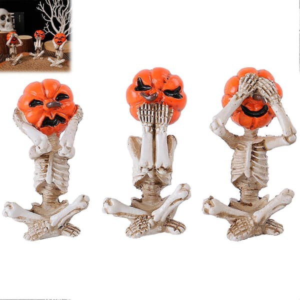 3 stk. Halloween Græskar Skelet Dekor Halloween Sød Lille Græskar Spøgelse Figur