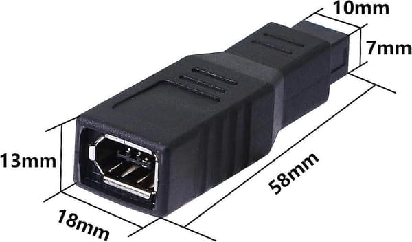 IEEE 1394 Type FireWire 400 til 800 6-bens hun til 9-bens han FW 800 han adapter (2-pak)