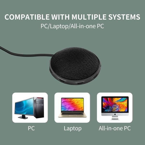 USB-skrivebords-/laptopdatamaskinmikrofon, 360° rundstrålende kondensator KLB
