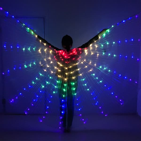 Magdans Golden Wing Regnbåge Fargerike LED Lysende Vinge Dans